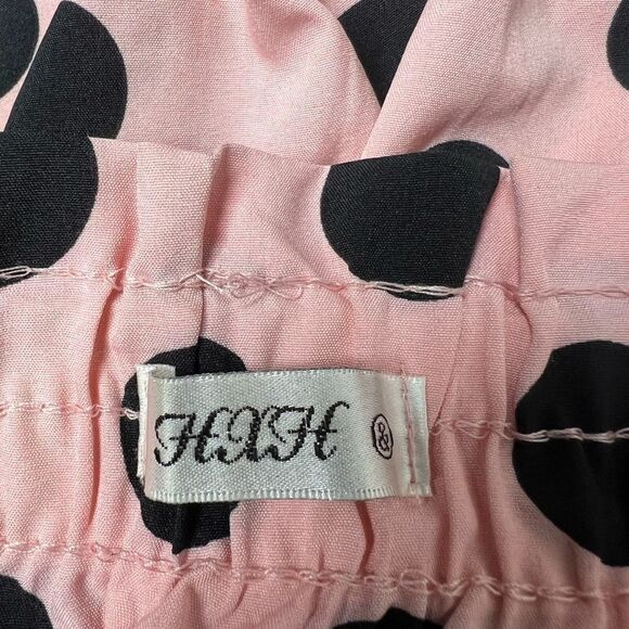 HXH Ruffle Detail Polka Dot Wide Leg Pants PINK BLACK SIZE XL - Picture 2 of 11